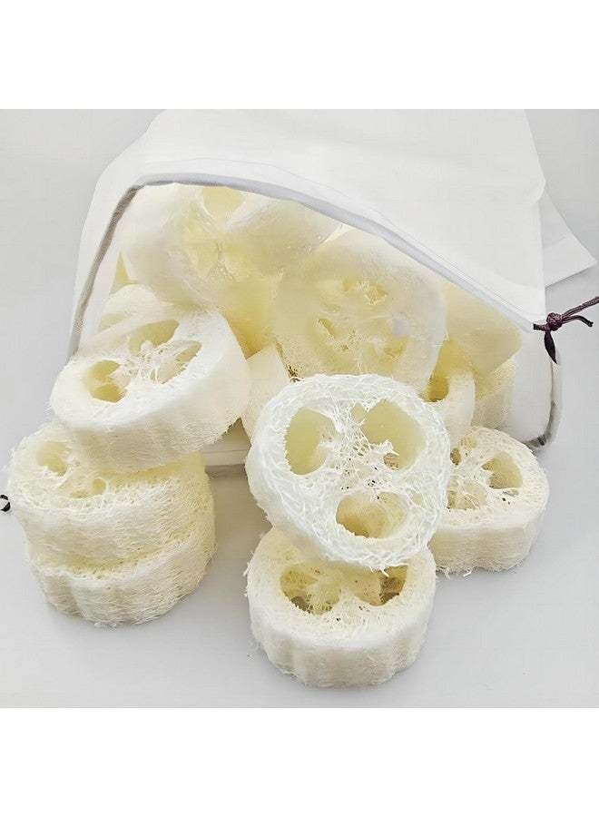 ENLAYER 25Pcs Natural Loofah Slices, Reusable Natural Loofah Cuts For Cleaner Sponge Scrubber, Facial Soap Holder And Diy Customize Soap Tools With 1 Storage Bag (Diameter 2In, Thick 1In) - Image 4