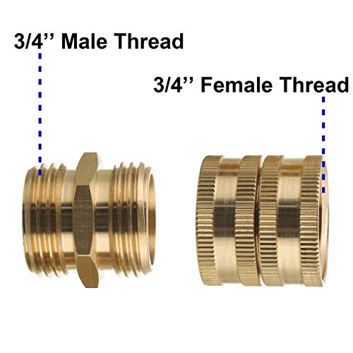 M MINGLE Garden Hose Adapter, Male to Male, Female to Female, 3/4 Inch Brass Connector, 4-Pack with Extra 4 Washers - Image 2