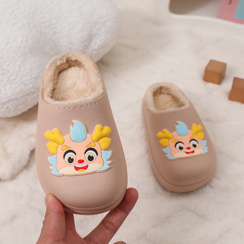 New Winter Home Children'S Cotton Slippers Cute Cartoon Fleece-Lined Warm Non-Slip Waterproof Cotton Shoes Children Mao Mao Shoes - Image 4