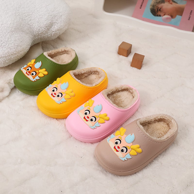 New Winter Home Children'S Cotton Slippers Cute Cartoon Fleece-Lined Warm Non-Slip Waterproof Cotton Shoes Children Mao Mao Shoes - Image 2