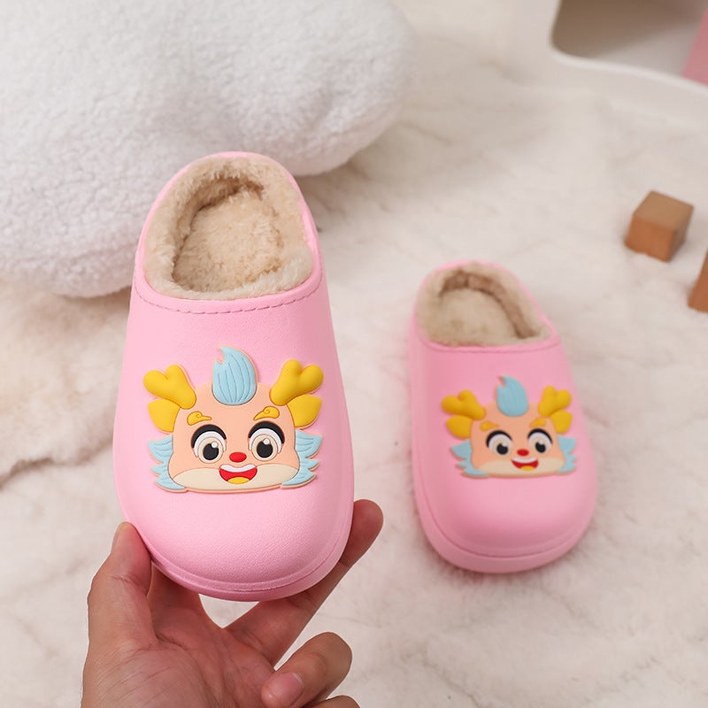New Winter Home Children'S Cotton Slippers Cute Cartoon Fleece-Lined Warm Non-Slip Waterproof Cotton Shoes Children Mao Mao Shoes - Image 3