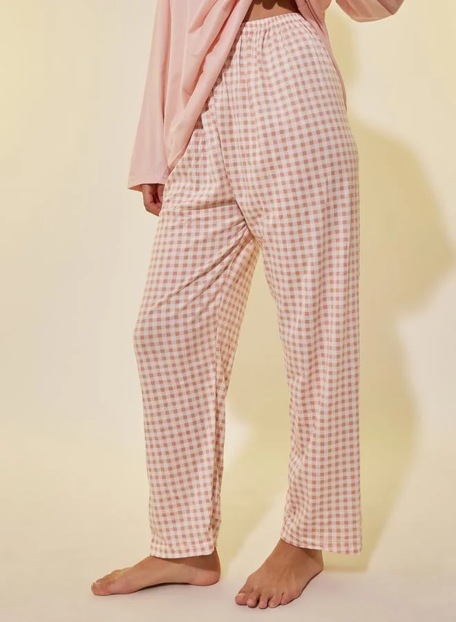 Take Two Graphic Print T-Shirt and Checked Pyjama Set