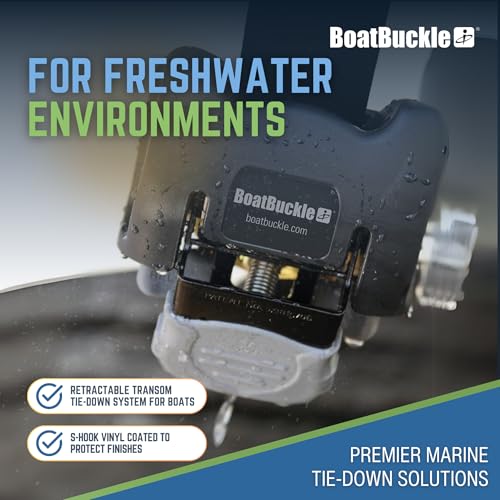 BoatBuckle G2 Boat Transom Tie-Down Straps to Trailer (2x43-Inch, 2,500lbs Break Strength) Bolt on Retractable Ratchet Straps, 1-Count - Image 4