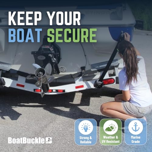 BoatBuckle G2 Boat Transom Tie-Down Straps to Trailer (2x43-Inch, 2,500lbs Break Strength) Bolt on Retractable Ratchet Straps, 1-Count - Image 3