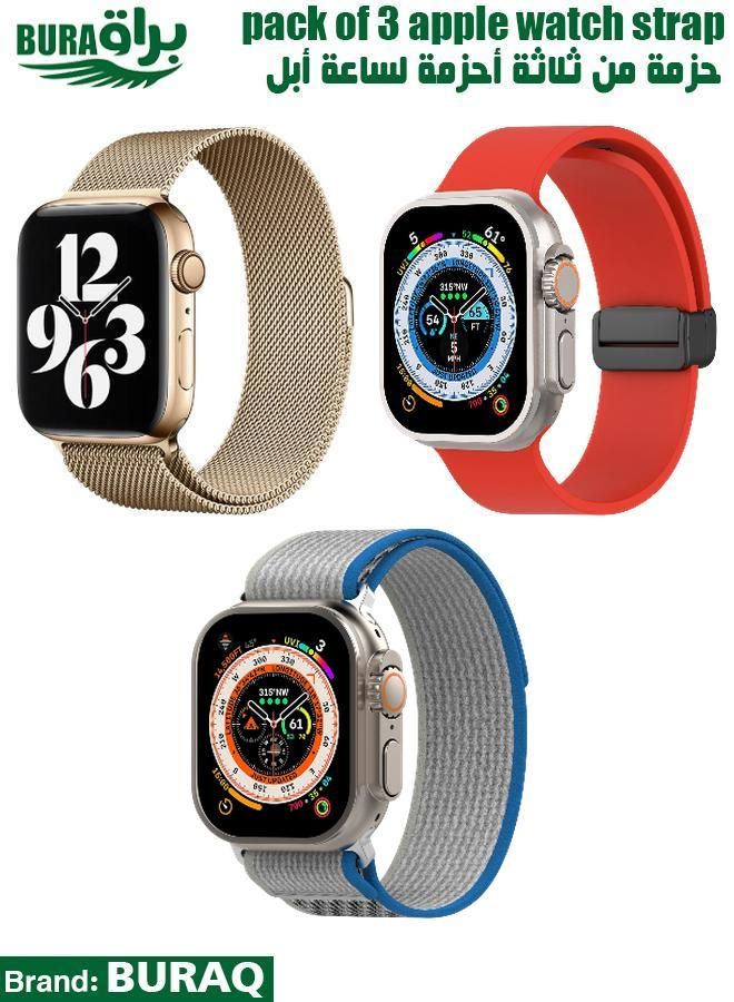 BURAQ Apple Watch Band Strap For Apple Watch Ultra 2/Ultra 49mm, Series 10 46mm, 9/8/7 45mm, SE2/SE/6/5/4 44mm, 3/2/1 42mm 