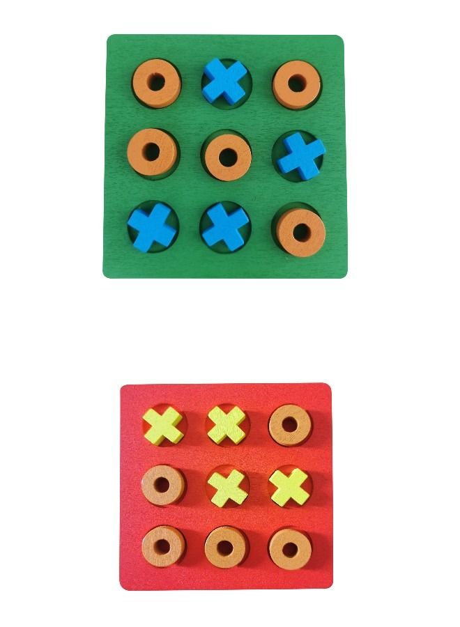 Wooden Creative Mini Tic Tac Toe Puzzle Game Set - Image 1