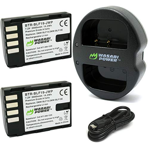 Wasabi Power Battery (2-Pack) and Dual USB Charger for Panasonic DMW-BLF19 and Panasonic Lumix DMC-GH3, DMC-GH4, DC-GH5, DC-GH5S, DC-G9 - Image 1