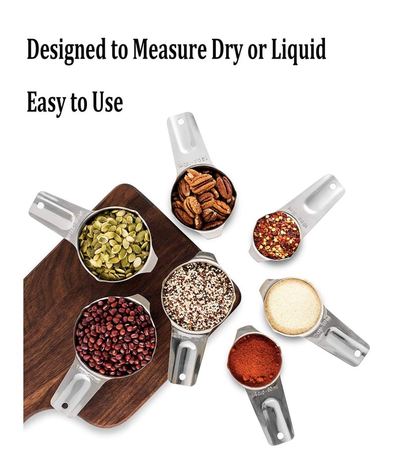 CozyKit Measuring Cups Stainless Steel 7 Piece Stackable Set for Dry or Liquid Ingredients Measurement - Kitchen Gadgets & Utensils Metal Measuring Cups Best for Cooking & Baking - Image 4