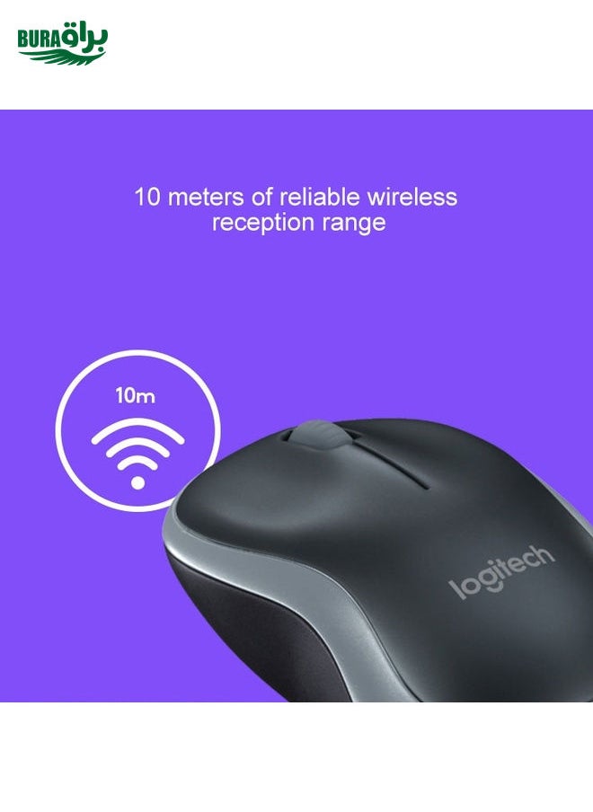 Logitech M186 Wireless Mouse Office Power Saving USB Laptop Desktop Computer Universal (Black Red)