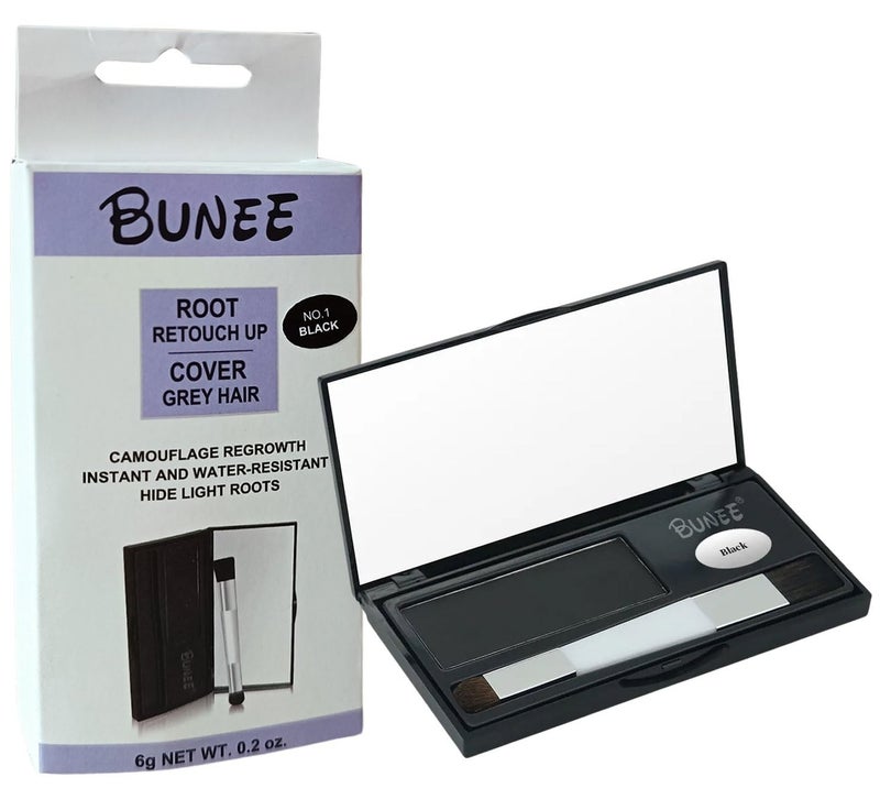BUNEE Root Touch Up 6g Black Instantly Cover Grey Hairs Waterproof Sweatproof Root Cover Up for Women Men touch up highlights Conceals Hair Loss Thin Hair Shadow Powder - Image 1