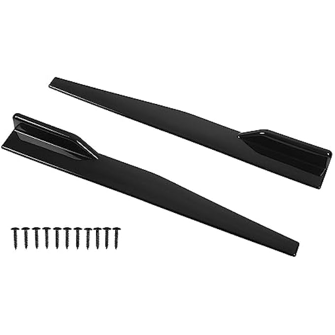 rayihni 2Pcs Universal Glossy Black Side Skirt Spoiler Reduce Air Resistances For Cars - Image 1