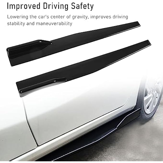 rayihni 2Pcs Universal Glossy Black Side Skirt Spoiler Reduce Air Resistances For Cars - Image 5