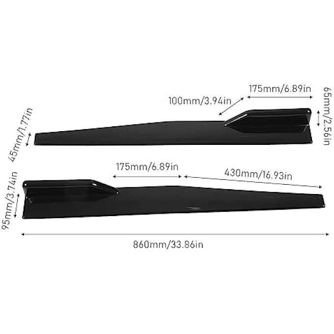 rayihni 2Pcs Universal Glossy Black Side Skirt Spoiler Reduce Air Resistances For Cars - Image 3