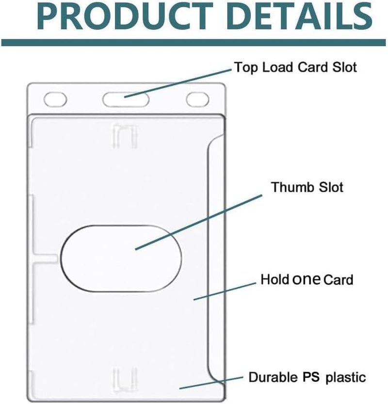 X spring Vertical Id Card Badge Holder, 10 Pack Rigid Plastic Id Card Protector Case W/Thumb Notch, Frosted Clear Vertical Hard Plastic Id Card Holders, Slot And Chain Holes For School Nurse Staff - Image 2