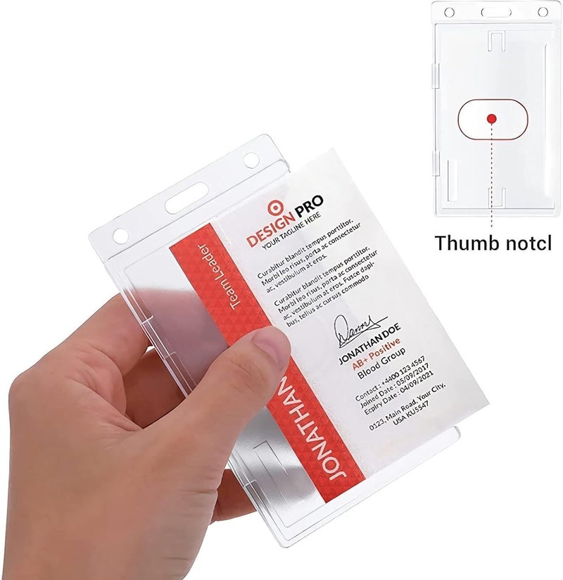 X spring Vertical Id Card Badge Holder, 10 Pack Rigid Plastic Id Card Protector Case W/Thumb Notch, Frosted Clear Vertical Hard Plastic Id Card Holders, Slot And Chain Holes For School Nurse Staff - Image 3
