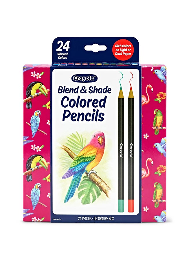 Crayola 24 Count Blend & Shade Colored Pencils – Soft Gel Cores for Smooth Blending & Vibrant Colors | Non-Toxic Art Supplies for Kids & Artists, Creative Gift Set - Image 1