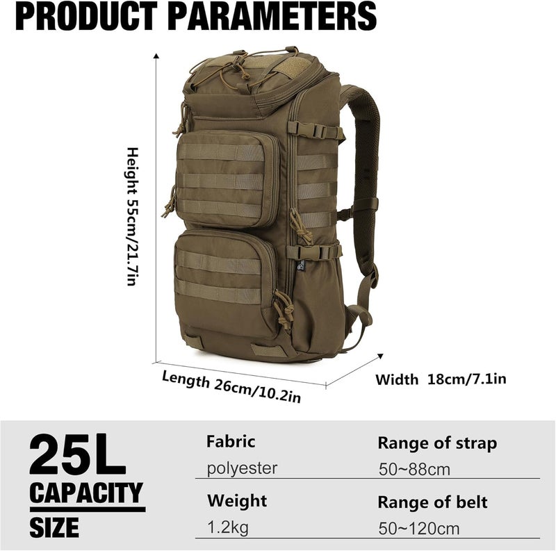 Mardingtop Tactical Backpacks Molle Hiking daypacks for Motorcycle Camping Hiking Military Traveling,25L Backpack - Image 3