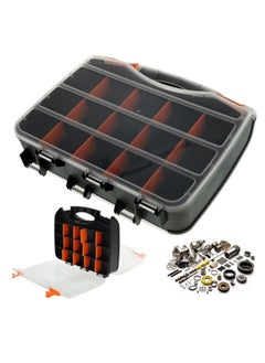 KASTWAVE Tool Box, Portable Small Parts Organizer, Tool Box Organizer Tray Divider, Double Side Tools Box, Screw Organizer with Removable Dividers, Multi Tool Storage Box for Nuts Bolts Screws Beads Jewelry  - Image 1