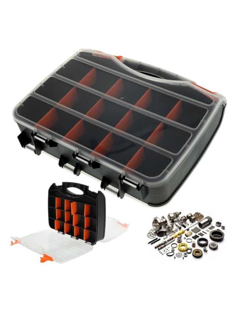 KASTWAVE - Tool Box, Portable Small Parts Organizer, Tool Box Organizer Tray Divider, Double Side Tools Box, Screw Organizer with Removable Dividers, Multi Tool Storage Box for Nuts Bolts Screws Beads Jewelry - Image 1