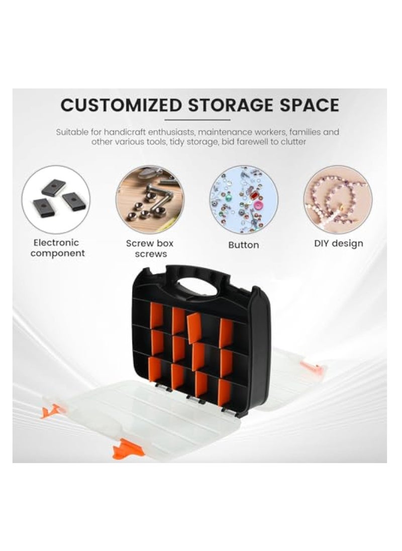 KASTWAVE - Tool Box, Portable Small Parts Organizer, Tool Box Organizer Tray Divider, Double Side Tools Box, Screw Organizer with Removable Dividers, Multi Tool Storage Box for Nuts Bolts Screws Beads Jewelry - Image 1