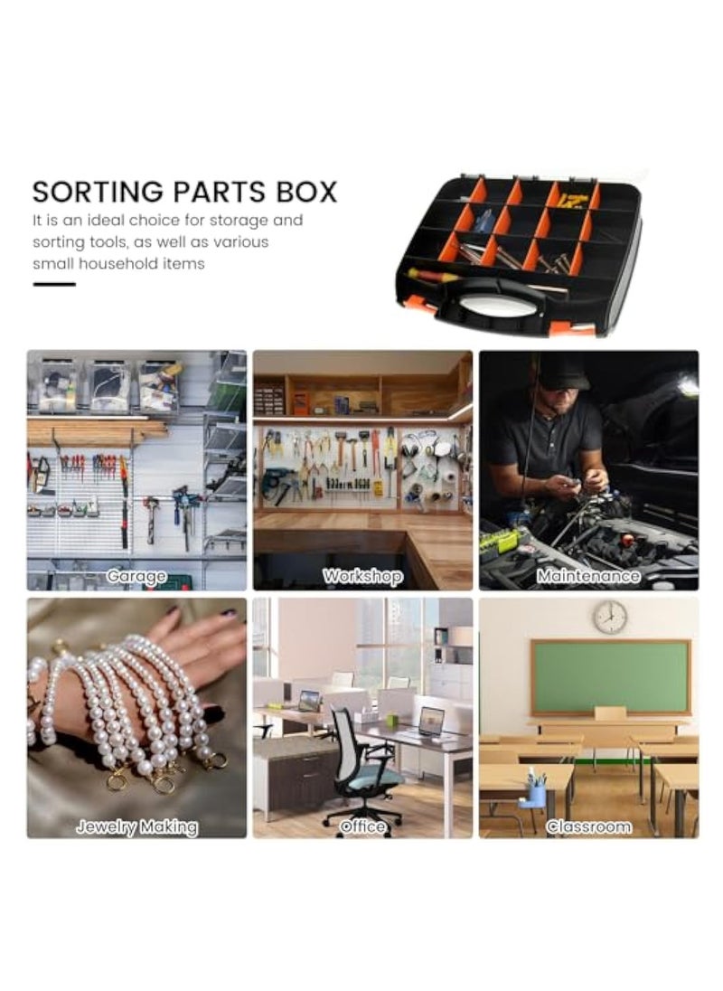 KASTWAVE - Tool Box, Portable Small Parts Organizer, Tool Box Organizer Tray Divider, Double Side Tools Box, Screw Organizer with Removable Dividers, Multi Tool Storage Box for Nuts Bolts Screws Beads Jewelry - Image 1