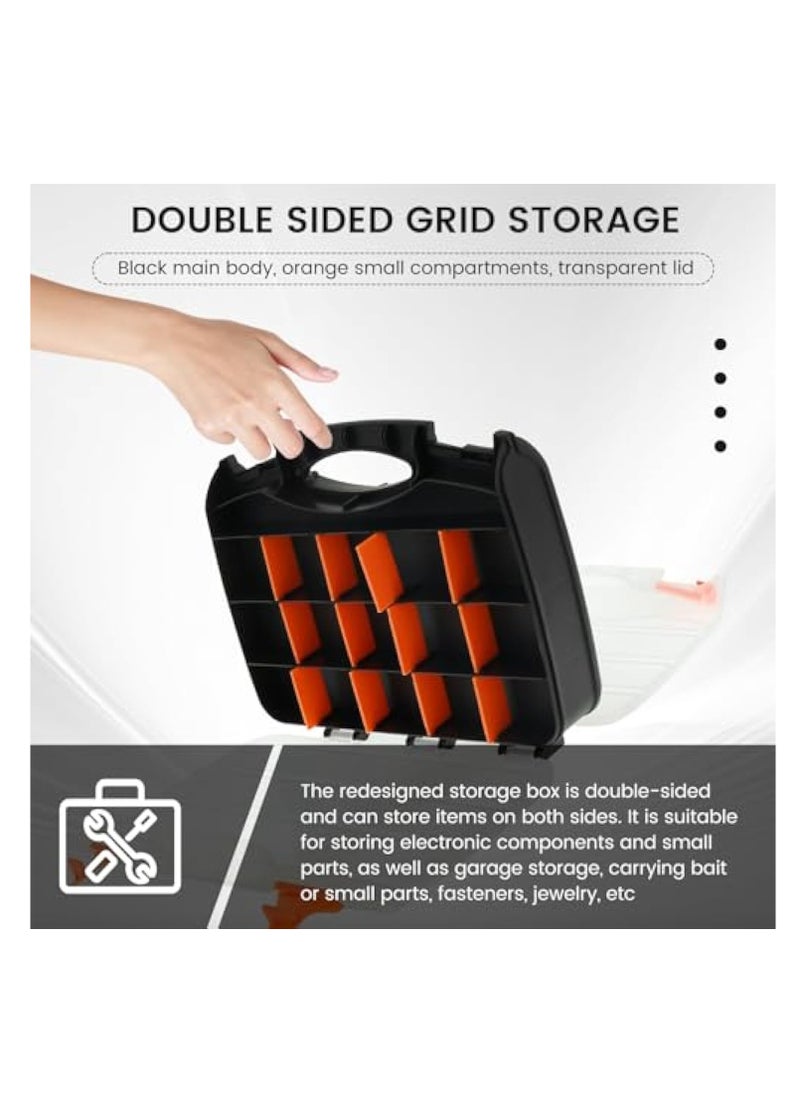 KASTWAVE - Tool Box, Portable Small Parts Organizer, Tool Box Organizer Tray Divider, Double Side Tools Box, Screw Organizer with Removable Dividers, Multi Tool Storage Box for Nuts Bolts Screws Beads Jewelry - Image 1