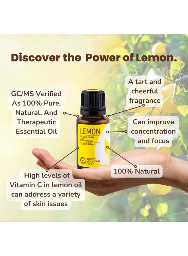 روكي ماونتن أويلز زيوت عطرية أساسية طبيعية من Rocky Mountain Oils برائحة الليمون للاستخدام الموضعي والمنزلي - 15 مل - Image 3