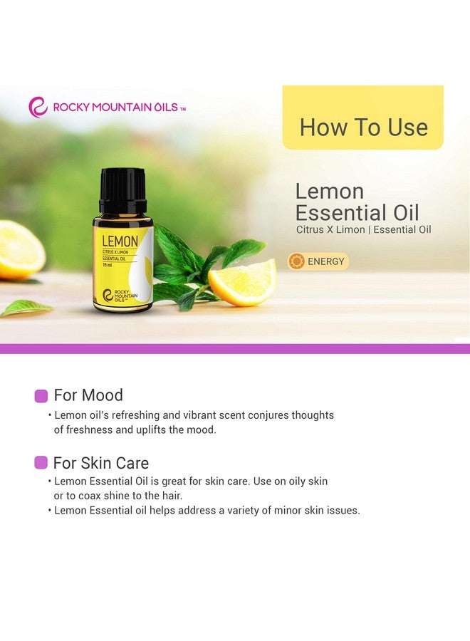 روكي ماونتن أويلز زيوت عطرية أساسية طبيعية من Rocky Mountain Oils برائحة الليمون للاستخدام الموضعي والمنزلي - 15 مل - Image 4