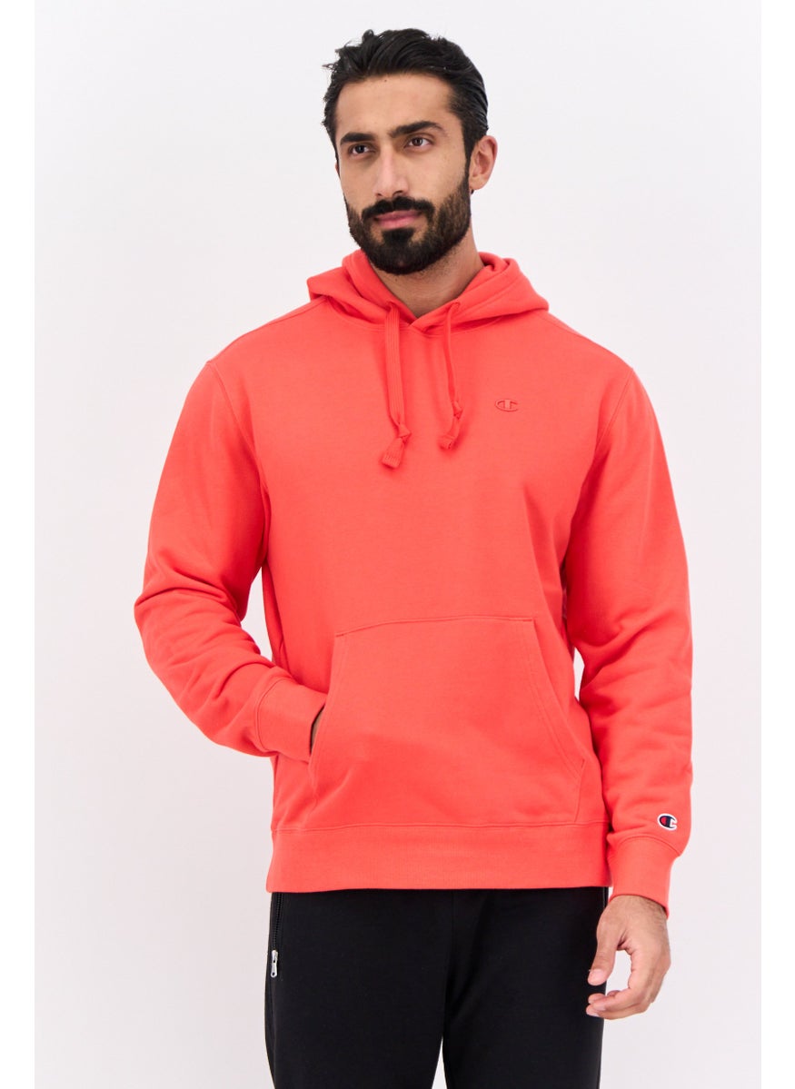 Champion Men Sportswear Fit Long Sleeves Outdoor Hooded Sweatshirt, Red  - Image 1