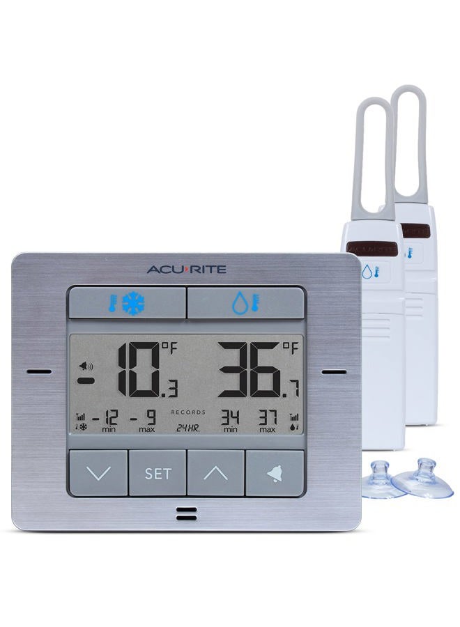 Acurite Digital Wireless Fridge and Freezer Thermometer with Alarm, Max/Min Temperature for Home and Restaurants (00515M) 4.25" x 3.75" - Image 1