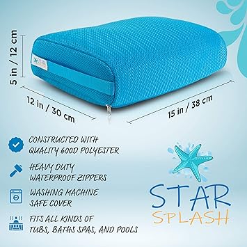 STAR SPLASH Hot Tub Booster Seat 15 x 12 x 5 Inches Hot Tub Pillow with NonSlip Micro Dot Bottom and 6 Weighted Sections Quick Dry Bath Accessories for Indoor or Outdoor Spa - Image 4