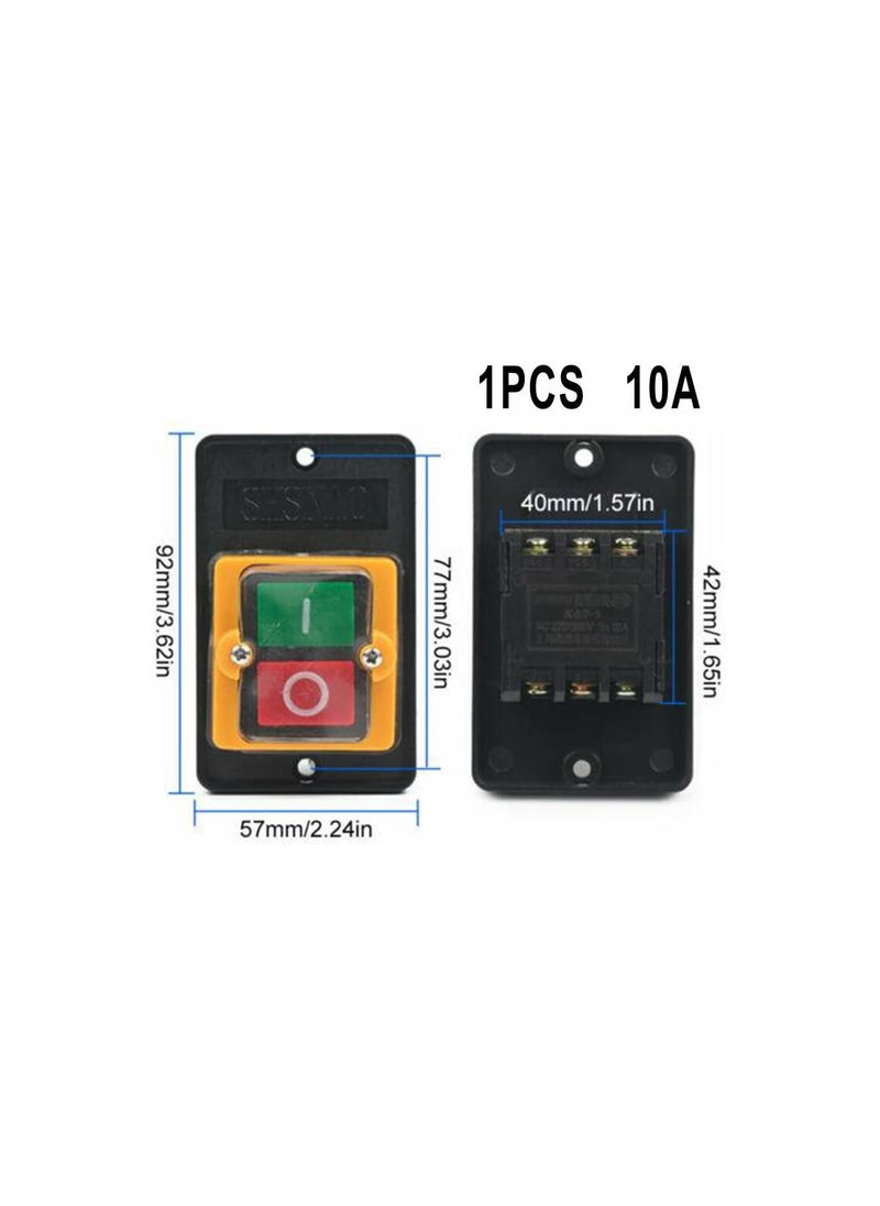 Waterproof Push Button Switch Motor ON/Off Start Stop Switch Self-Locking Shut Off Switch 10A AC 220V/380V KAO-5M