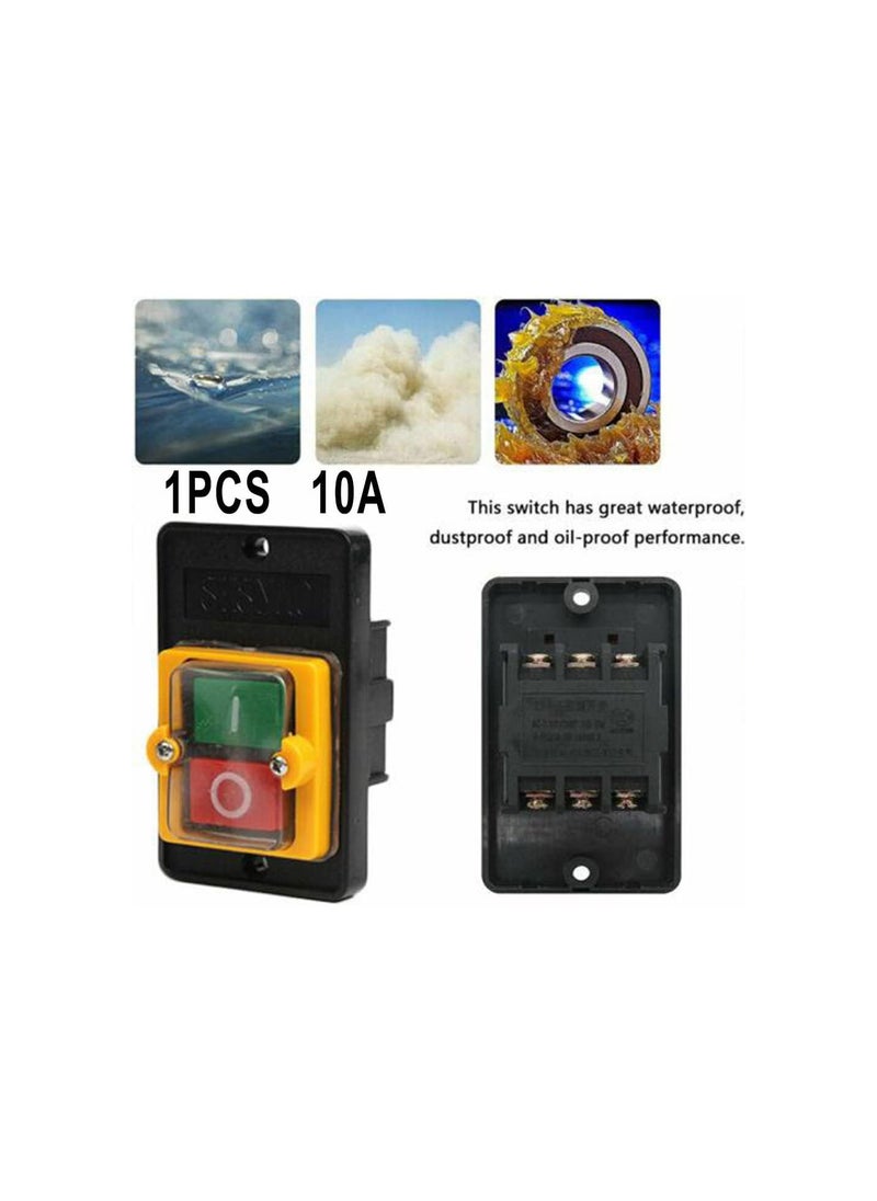 Waterproof Push Button Switch Motor ON/Off Start Stop Switch Self-Locking Shut Off Switch 10A AC 220V/380V KAO-5M