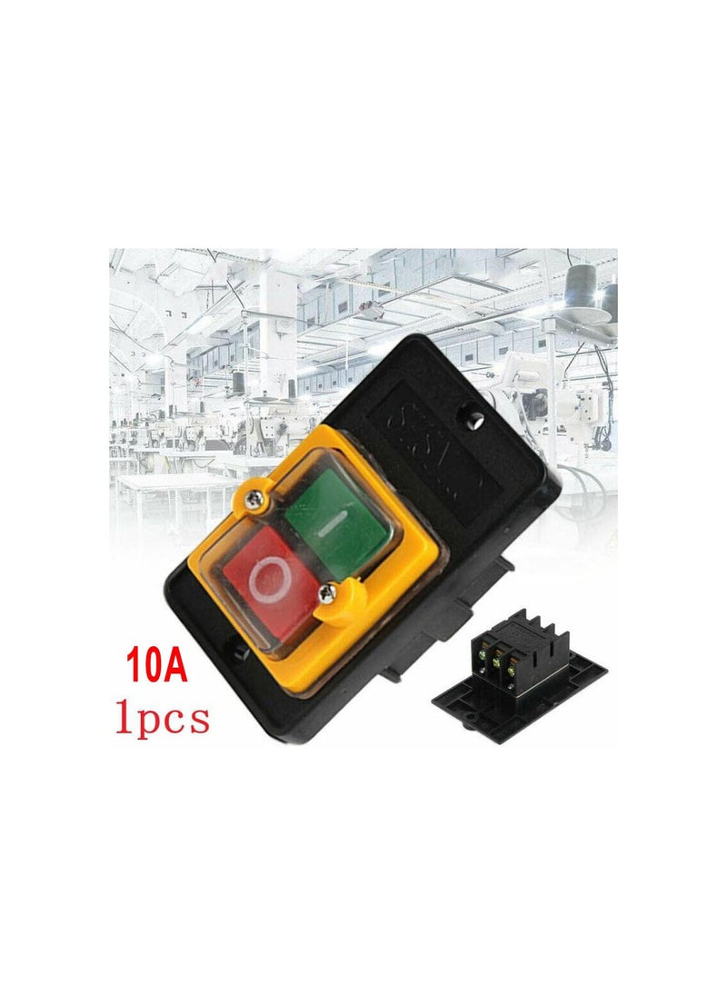 Waterproof Push Button Switch Motor ON/Off Start Stop Switch Self-Locking Shut Off Switch 10A AC 220V/380V KAO-5M