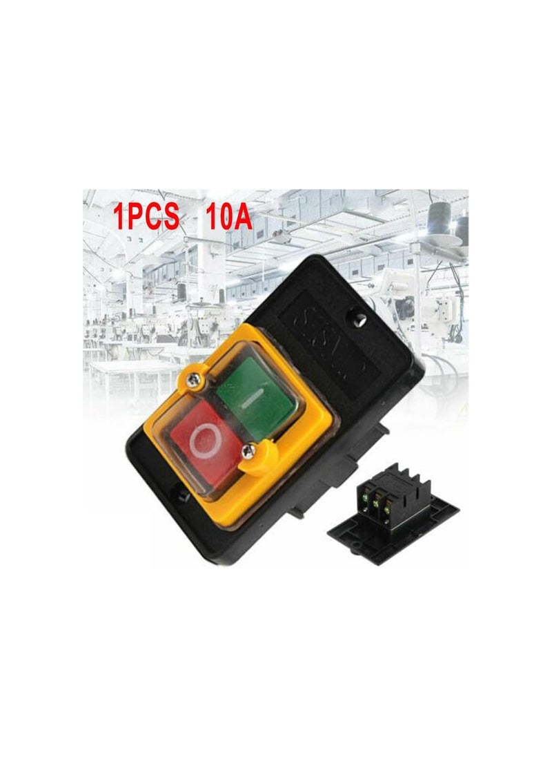 Waterproof Push Button Switch Motor ON/Off Start Stop Switch Self-Locking Shut Off Switch 10A AC 220V/380V KAO-5M