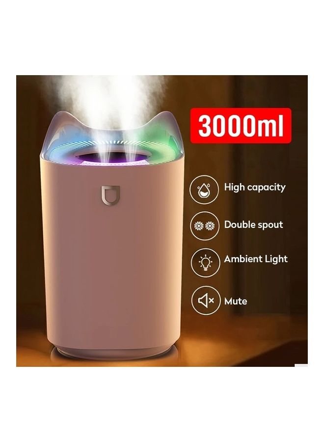 موزع زيوت عطرية سعة 3 لترات مزود بفوهة مزدوجة مع جهاز ترطيب هواء يعمل بالموجات فوق الصوتية مزود بإضاءة LED وردي - Image 2