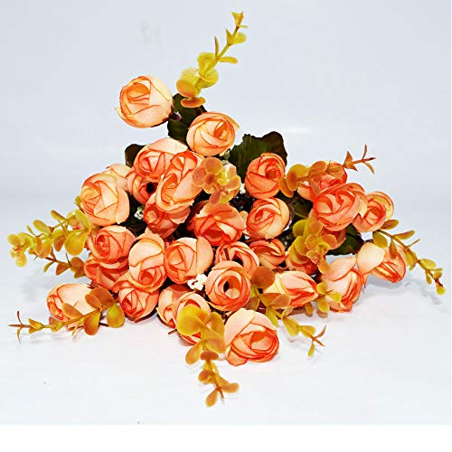 Fourwalls Artificial Decorative Mini Rose Flower Bunches (40 cm Tall, 12 Branches, Orange) - Image 4
