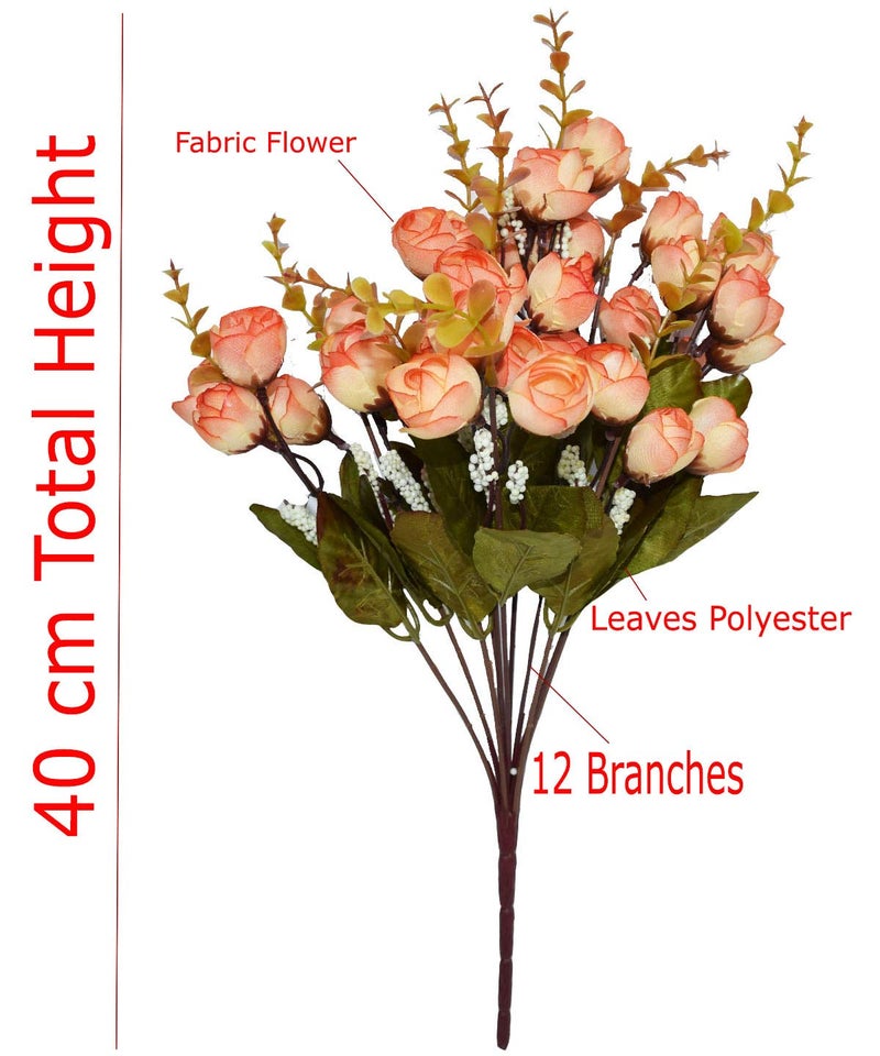 Fourwalls Artificial Decorative Mini Rose Flower Bunches (40 cm Tall, 12 Branches, Orange) - Image 5