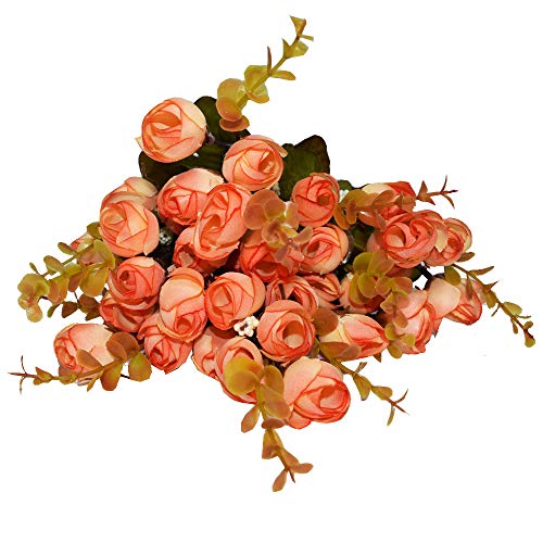 Fourwalls Artificial Decorative Mini Rose Flower Bunches (40 cm Tall, 12 Branches, Orange) - Image 3