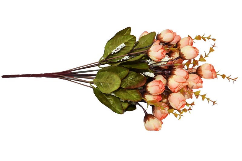 Fourwalls Artificial Decorative Mini Rose Flower Bunches (40 cm Tall, 12 Branches, Orange) - Image 2