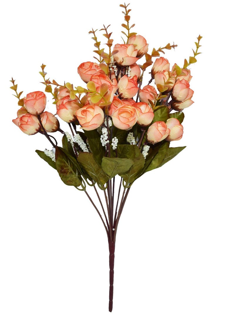 Fourwalls Artificial Decorative Mini Rose Flower Bunches (40 cm Tall, 12 Branches, Orange) - Image 1