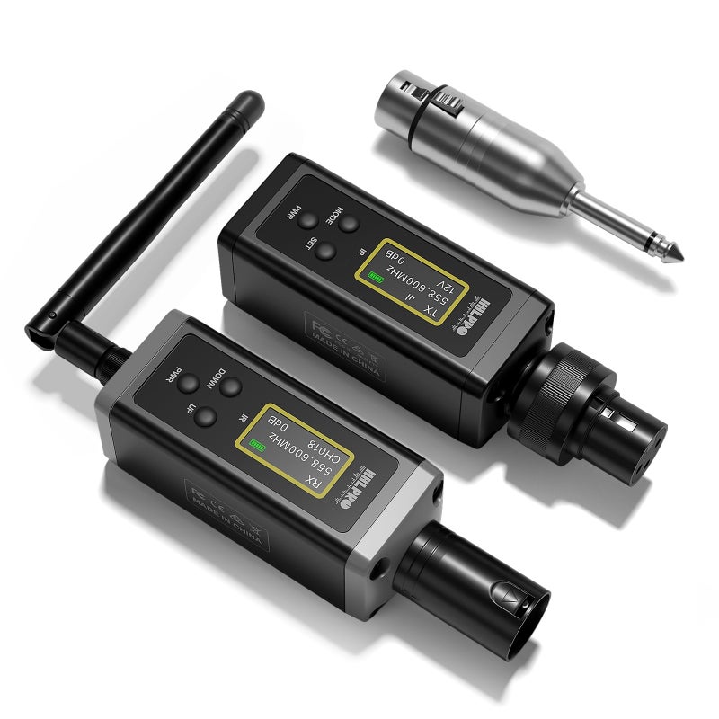 HHLPRO جهاز إرسال واستقبال لاسلكي HHLPRO UHF XLR مع هوائي، مدى 200 قدم، محول ميكروفون لاسلكي لميكروفونات ديناميكية وميكروفونات مكثفة، مسح تلقائي للقنوات، متوافق مع خلط الصوت، نظام PA، F20P - Image 1
