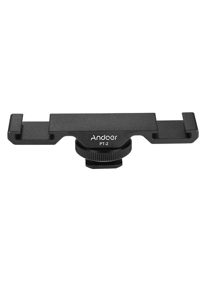 ANDOER PT-2 Double Cold Shoe Mount Extension Bar Dual Bracket for DV DSLR Camera Smartphone Mic LED Video Light  - Image 2