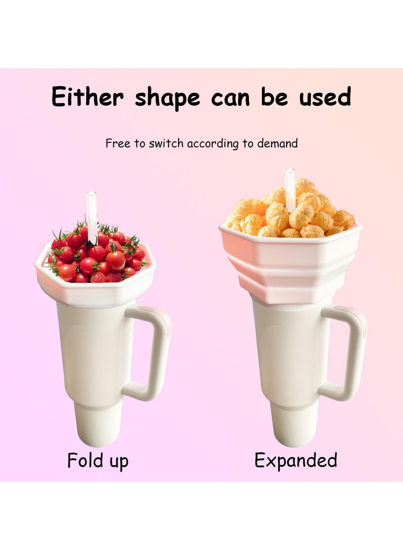 SYOSI Tumbler Snack Bowl Compatible, Simple Modern 40oz Tumbler, for Stanley 40oz Tumbler, with Handle Reusable Snack Container Bottle Cup Accessories Pink - Image 2