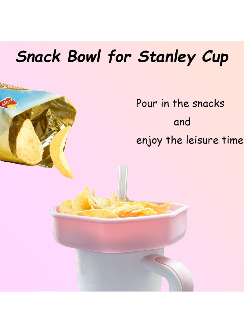 SYOSI Tumbler Snack Bowl Compatible, Simple Modern 40oz Tumbler, for Stanley 40oz Tumbler, with Handle Reusable Snack Container Bottle Cup Accessories Pink - Image 4