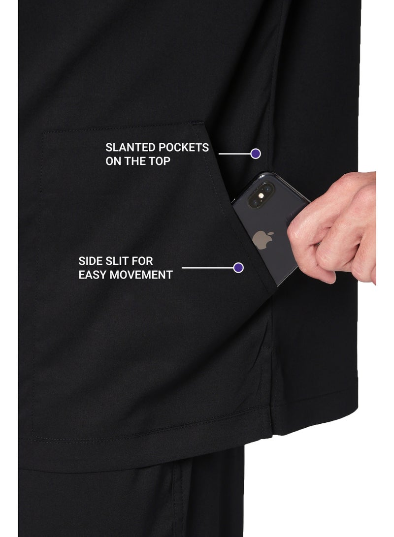 KNYA Ecoflex Lite Active Men's Scrubsuit, 5 Pocket, 2-way Stretch, for Doctors (Black, 3XL) - Image 3