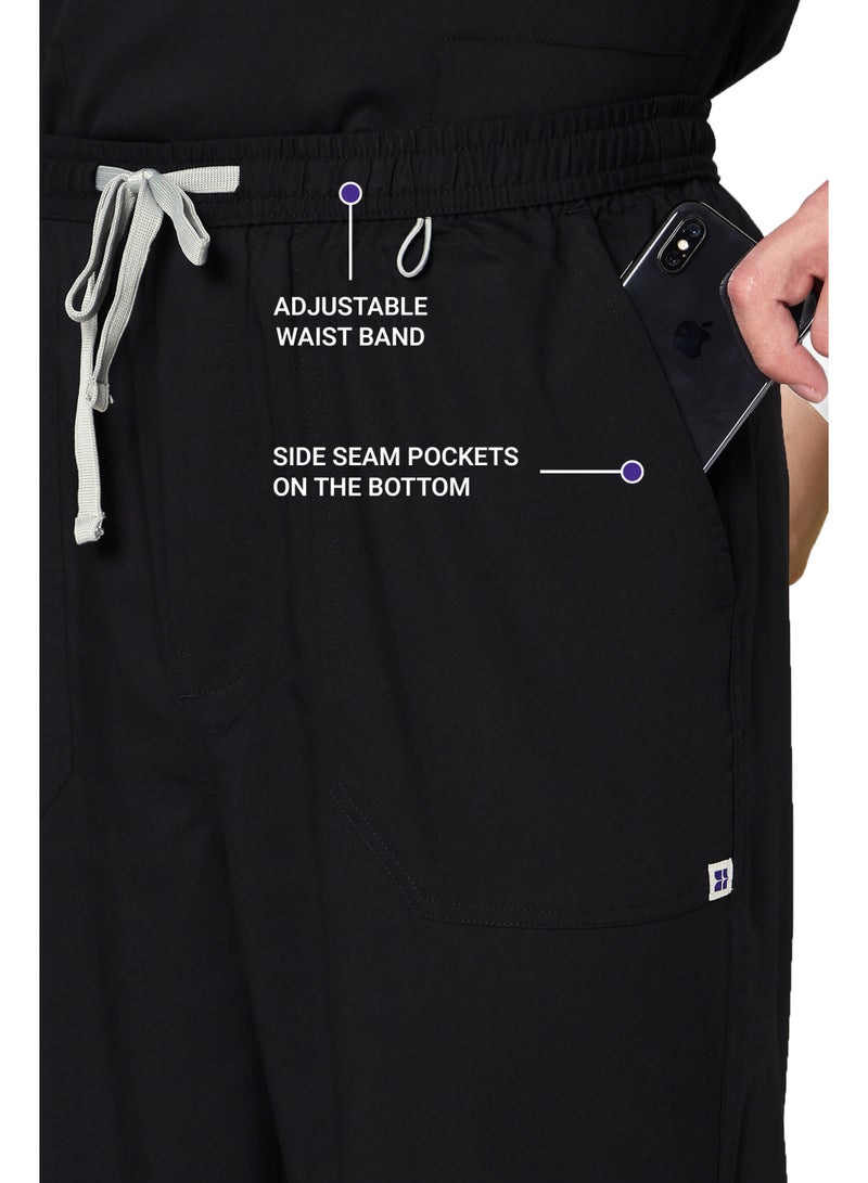 KNYA Ecoflex Lite Active Men's Scrubsuit, 5 Pocket, 2-way Stretch, for Doctors (Black, 3XL) - Image 4