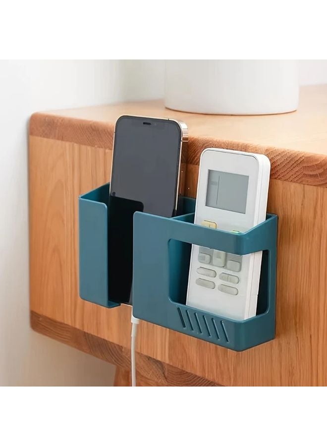 Blue Plastic Wall Mounted Organizer Bracket Multi Purpose Remote Control Holder - Image 2