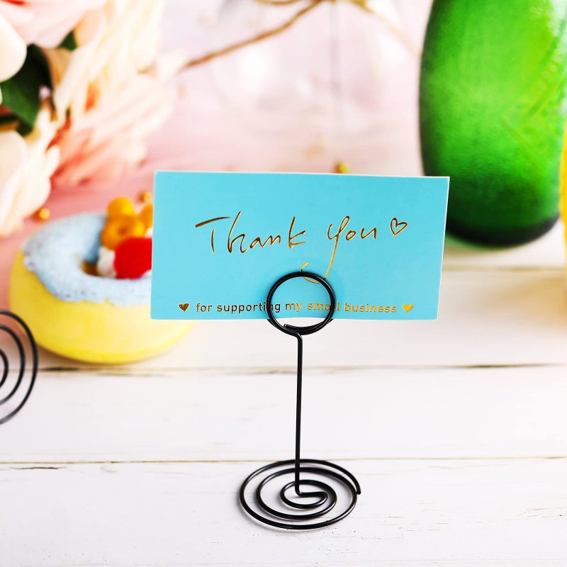 TecUnite TecUnite 24 Pack 3.35 Inch Table Number Holder Place Card Wire Photo Holder Picture Name Menu Clips Memo Note Cards Stand for Wedding Reception Anniversary Birthday Party Centerpieces(Black)  - Image 5