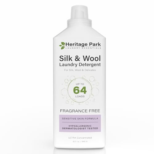 Heritage Park Silk  Wool Fragrance Free Hypoallergenic pHNeutral Laundry Detergent  Dermatologisttested Sensitive SkinFriendly EnzymeFree Concentrated Up to 64 loads 32 fl oz